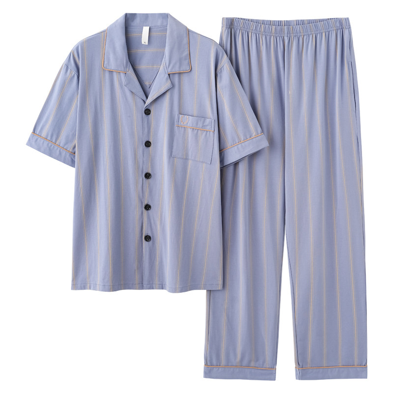 只卖100纯棉睡衣男士夏季短袖长裤男生全棉居家居服夏天加大码4XL