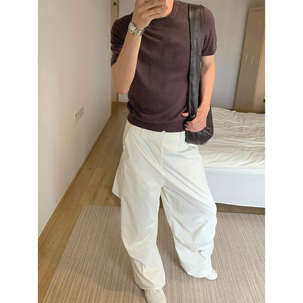 自家图+老钱风cleanfit百搭纯色伞兵裤休闲裤CK725/P55,男装休闲裤,电商B350
