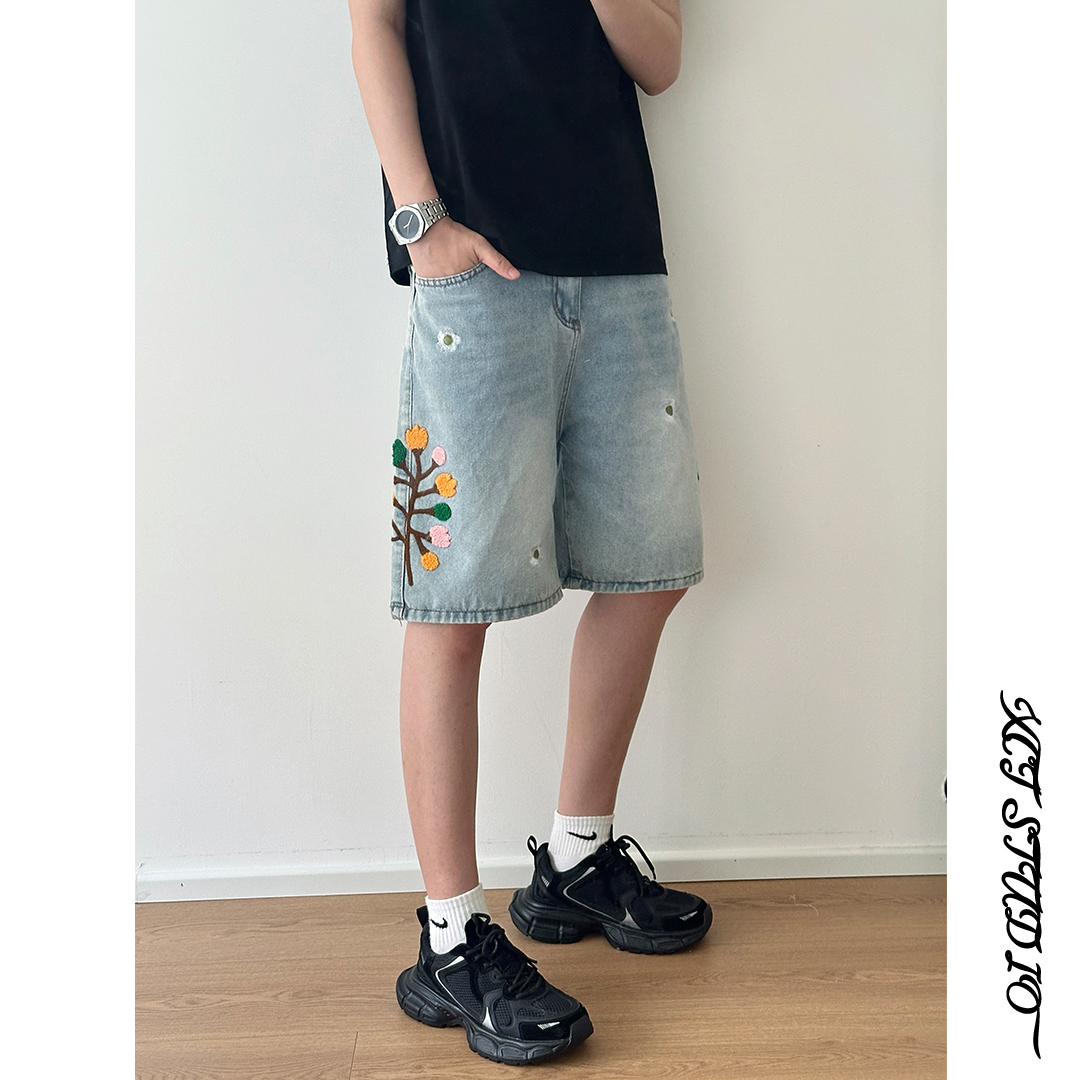 现货+毛巾绣牛仔短裤5分裤DK212/特P45，男装牛仔裤，电商B350