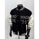 网图+现货毛呢拼皮珍珠钉美式棒球服夹克外套W1112/P80，男装夹克，电商B350