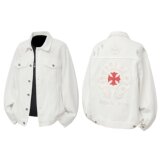 现货+美式十字架皮标牛仔夹克外套W1337/P95，男装工装外套，电商B350