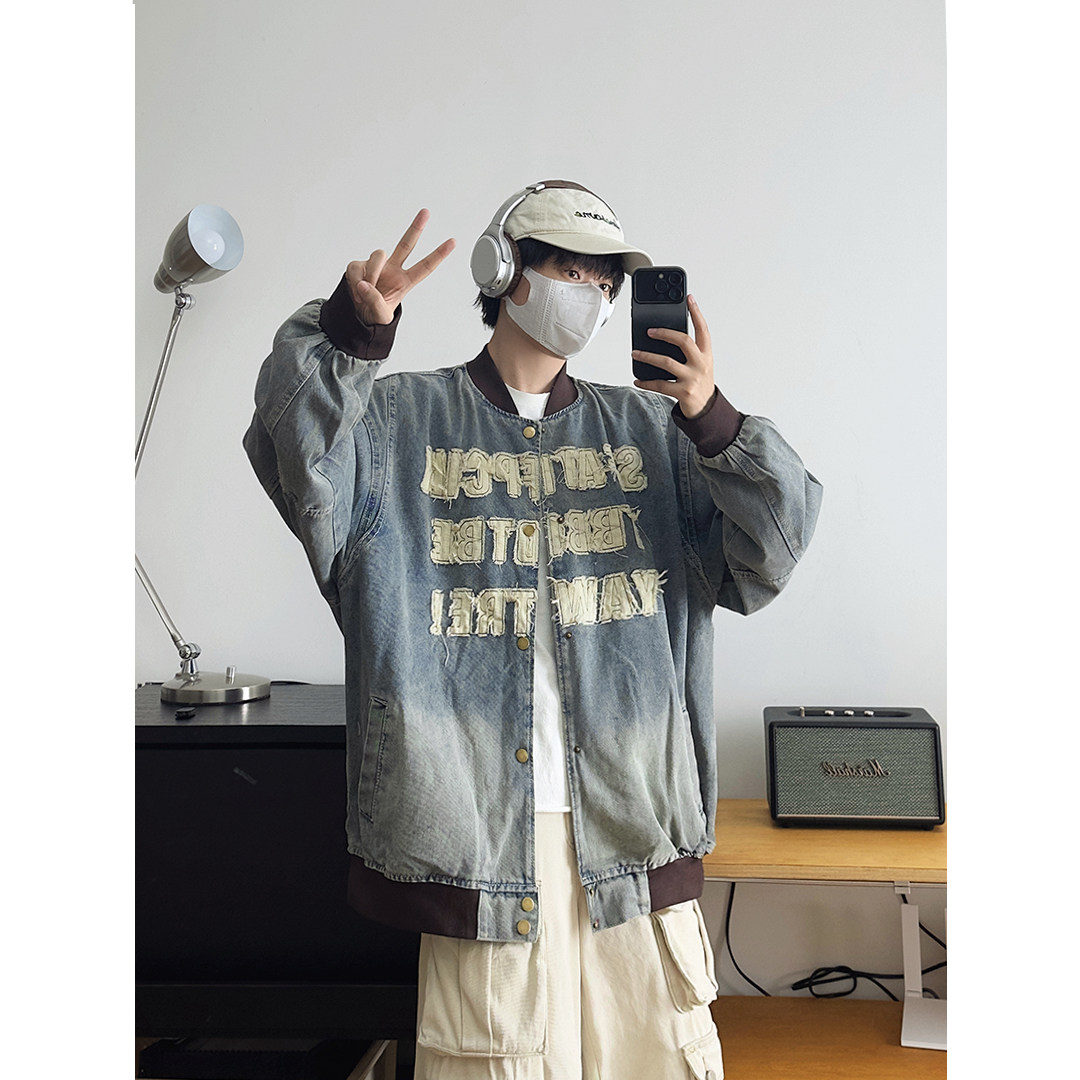 24款现货+美式做旧贴布绣水洗牛仔夹克W960/P88限118(量大从优),男装夹克,电商B350