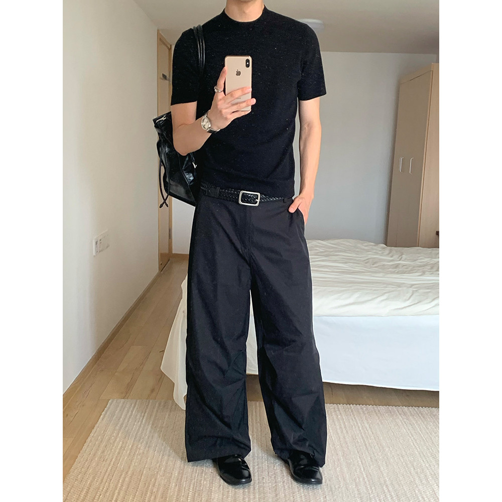 自家图+老钱风cleanfit百搭纯色伞兵裤休闲裤CK725/P55,男装休闲裤,电商B350