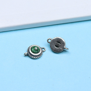 S925纯银镶嵌翡翠干青带环绑绳手链隔珠手工项链配件材料