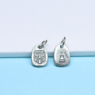 藏传银扎基寺女财神扎基拉姆吊坠文玩侧挂卡子银吊牌挂件配饰