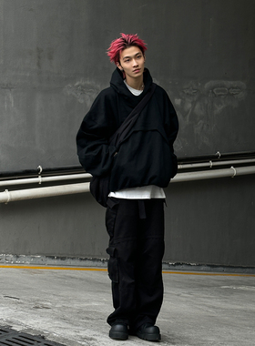 UPGREATED张泽禹同款解构活页廓形双层连帽卫衣