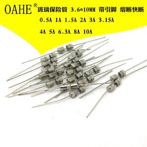 oahe|【慢断】玻璃保险管 3.6*10 3A 250V 带引脚保险丝(200个装