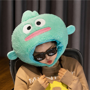 可爱搞怪奔波霸妖怪怪鱼头套帽子拍照表演搞笑游乐园骑车均码保暖