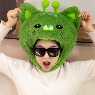 外星猫头套帽子可爱搞怪少女性卡通动物毛绒成人儿童拍照表演道具