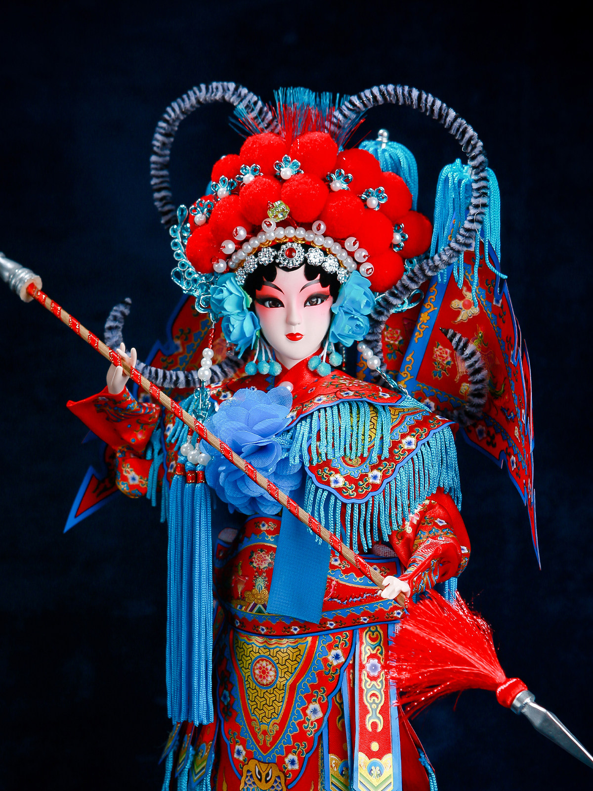 新中式京剧绢人穆桂英摆件手办中国特色礼物送外国人玄关书柜装饰