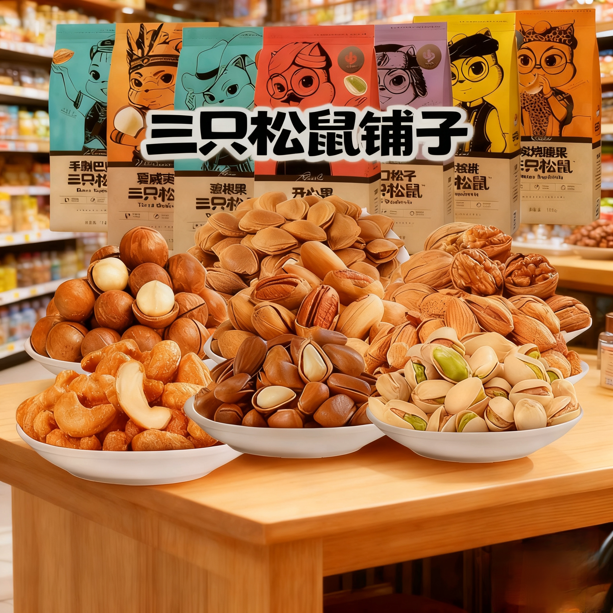 三只松鼠纯坚果组合一整箱夏威夷果碧根果巴旦木自选零食大礼包