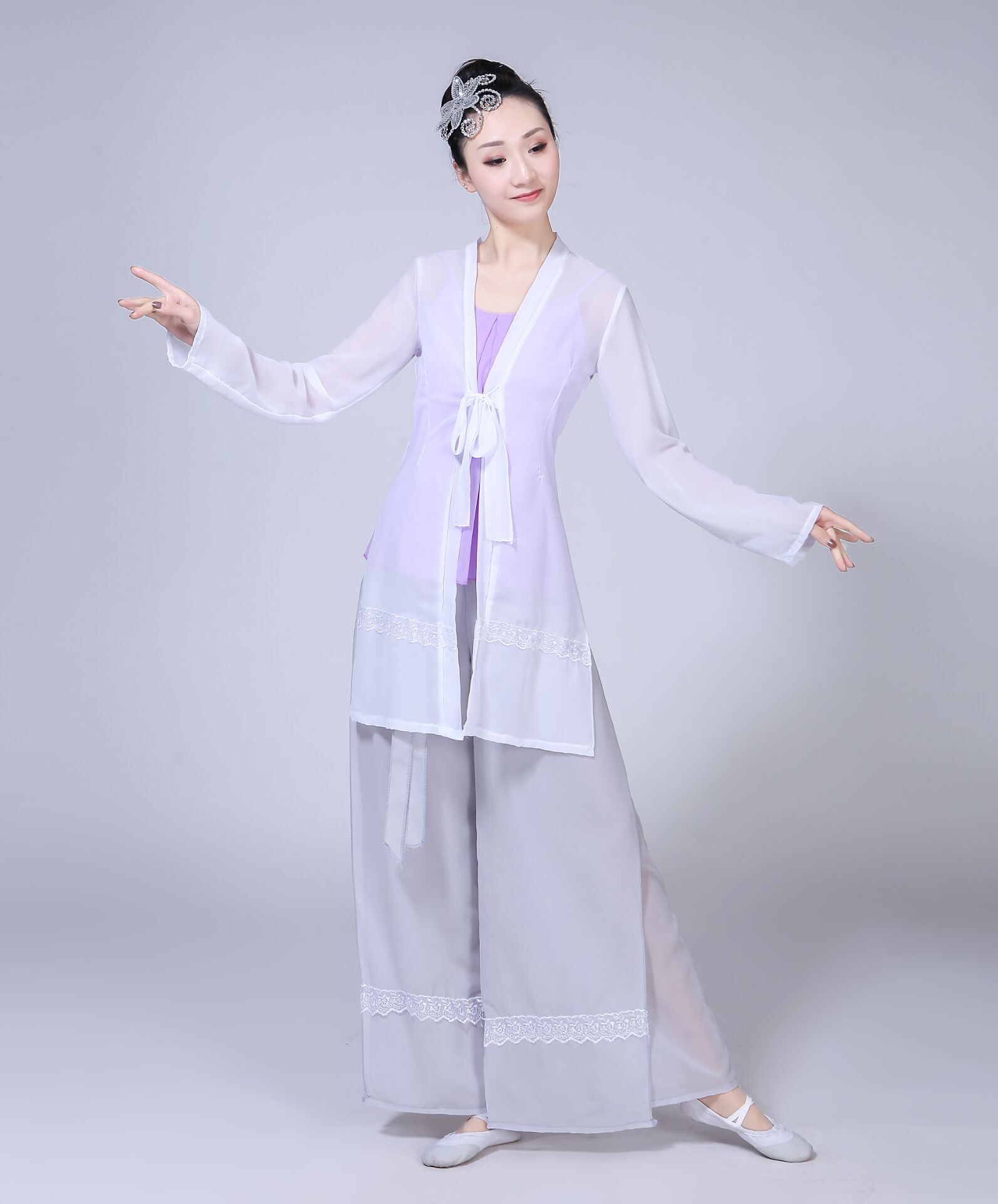 采薇古典舞演出服女新款現代舞蹈服裝練功服半壺紗飄逸裙