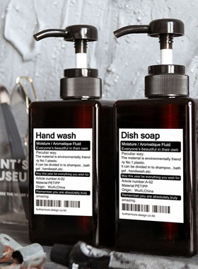 ins风洗浴瓶乳液洗发露分装瓶子北欧风方形沐浴露塑料分装瓶