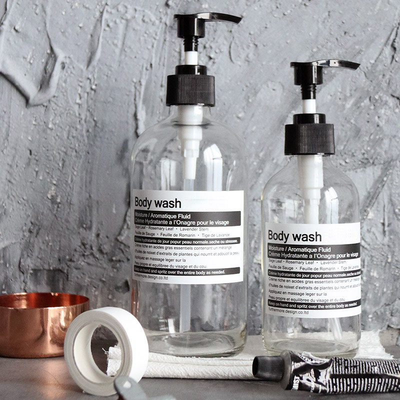 ins北欧风洗发水分装瓶 洗手液身体乳替换按压玻璃空瓶酒店拍摄