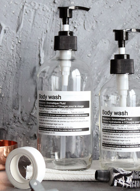 ins北欧风洗发水分装瓶 洗手液身体乳替换按压玻璃空瓶酒店拍摄