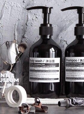 大容量酒店黑色塑料浴室按压瓶洗发水沐浴露护发素替换酒店分装瓶