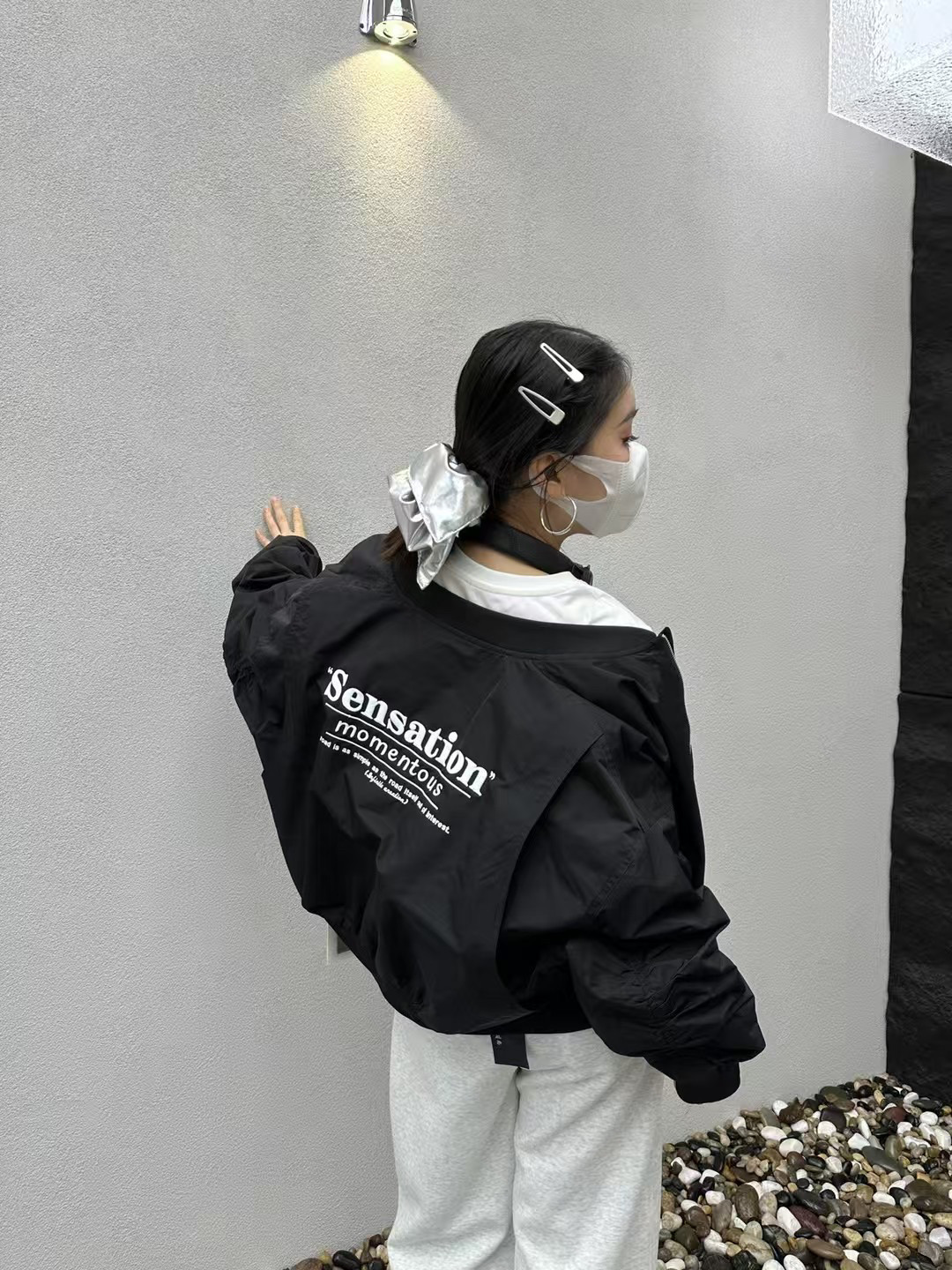 2025新款女装宽松外套女刺绣字母夹克立领短款棒球服 简尚6602
