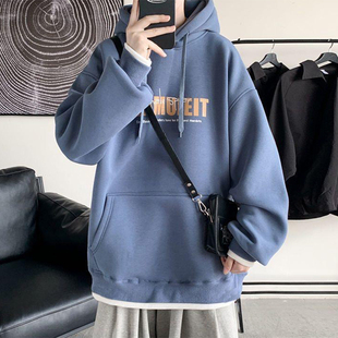 青少年连帽卫衣男款秋冬季潮牌痞帅青少年学生chic薄款外套上衣服