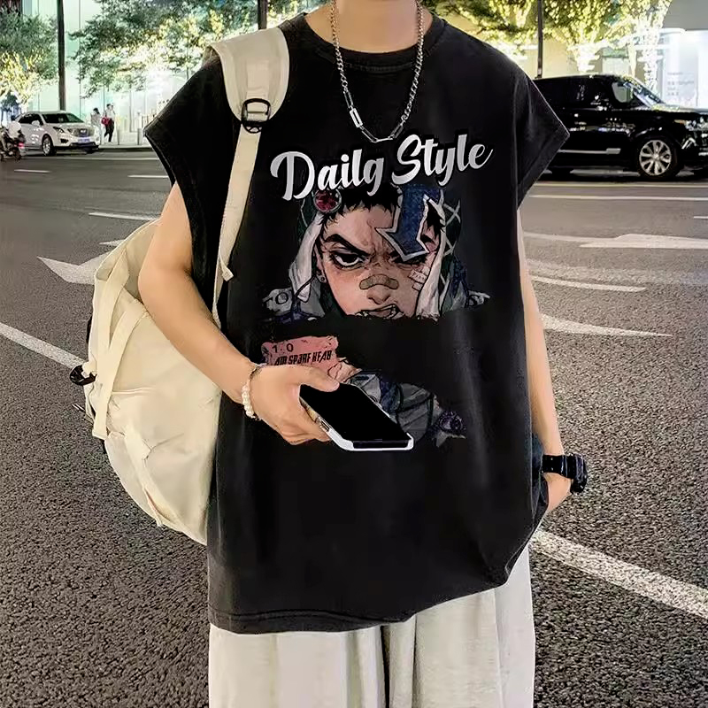 美式高街背心男夏季宽松健身老头衫坎肩潮牌篮球运动重磅无袖t恤