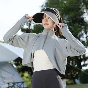 防晒衣女2026新款夏短款小个子遮阳防紫外线立领带袖披肩外搭斗篷
