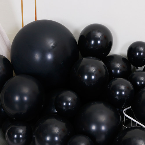 哑光5寸10寸12寸18寸黑色乳胶气球生日派对场景布置商场活动装饰