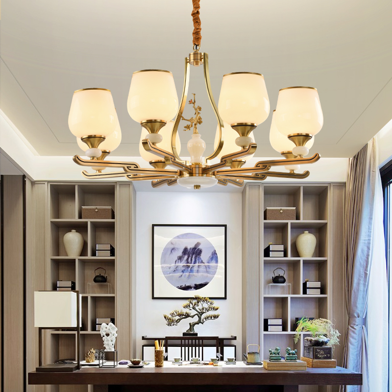 New Chinese style a chandelier All copper Living room lights Study Restaurant Jade Lights To fake something antique Chinese style Restaurant Buddhist mood bedroom lamps and lanternsin the Decoration main material , Lamps , 吊灯(新增), 客厅吊灯 category - from Buy2taobao.com to provide professional Taobao agent buy service