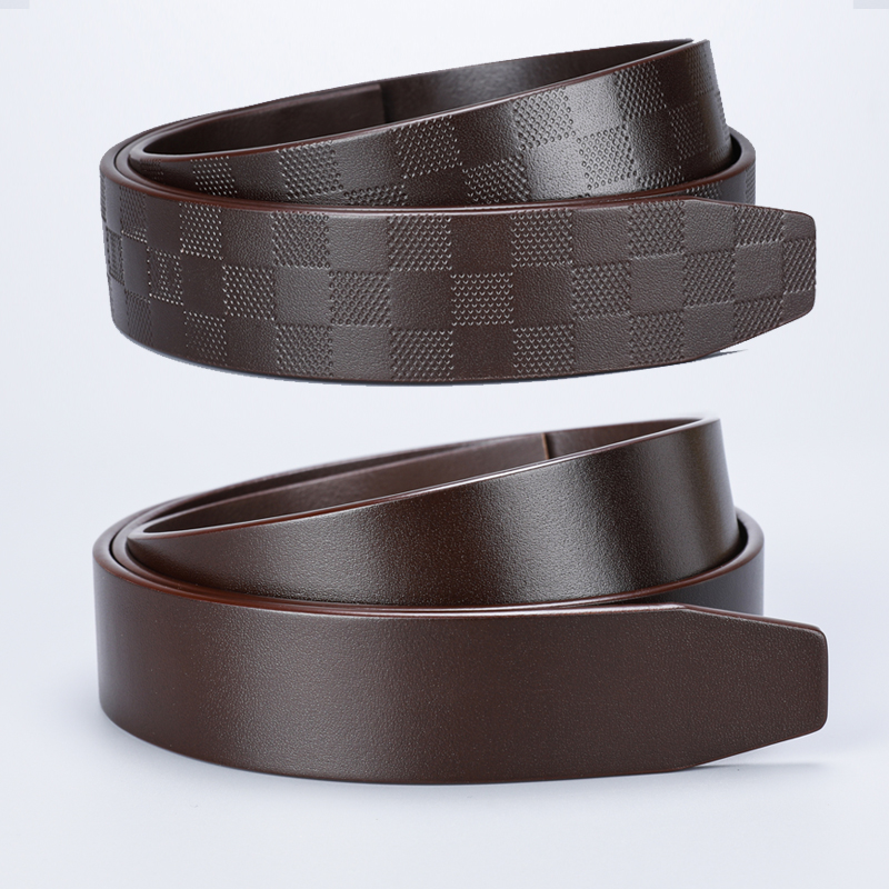 无头男士无夹层光面头层牛皮皮带