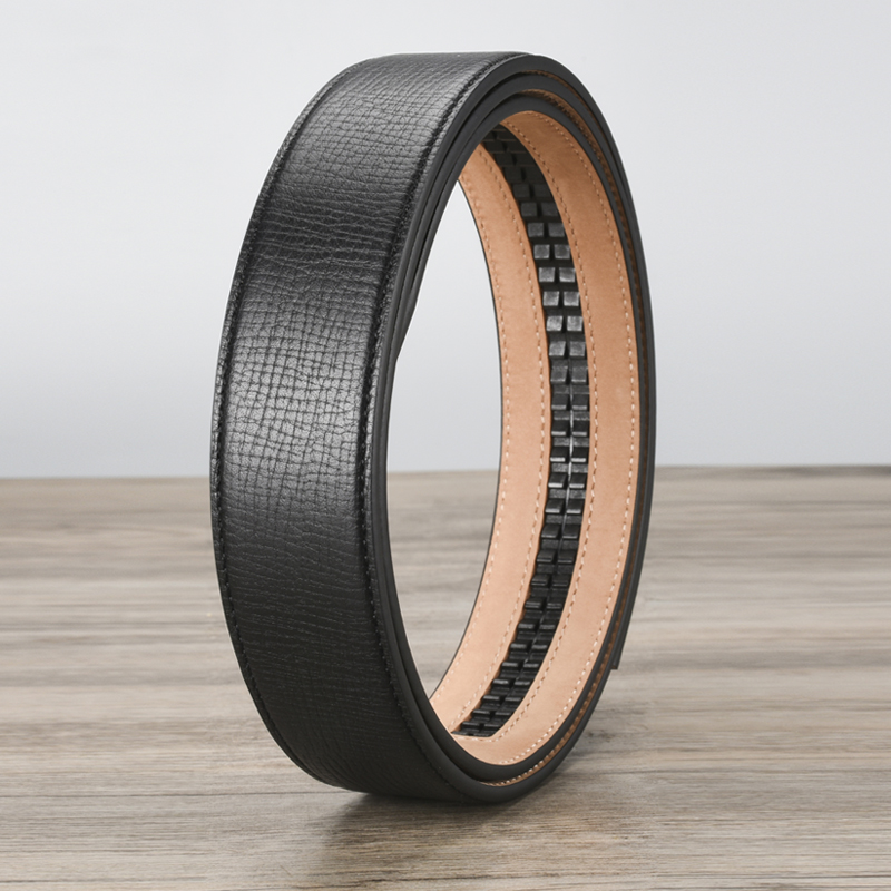 无头男头层牛皮十字纹皮带