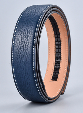 深蓝色3.4不带头皮带男真皮头层牛皮无头纯带身无扣自动腰带条934