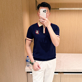 夏季 新款 高级商务修身 英伦复古男装 polo衫 男 男士 刺绣高端t恤短袖