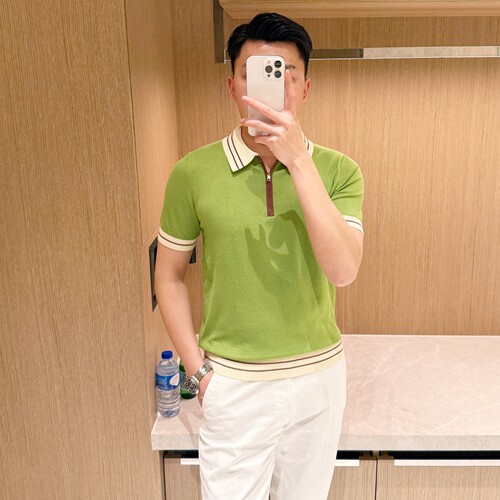 夏季短袖法式浪漫拼色翻领polo衫