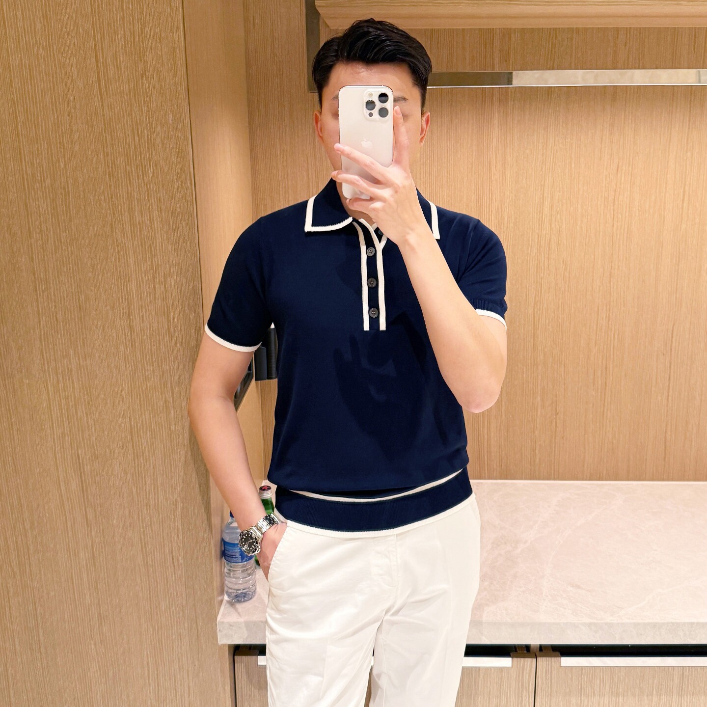时尚商务男装修身男士短袖t恤 夏季新款高级拼色翻领polo衫男短袖