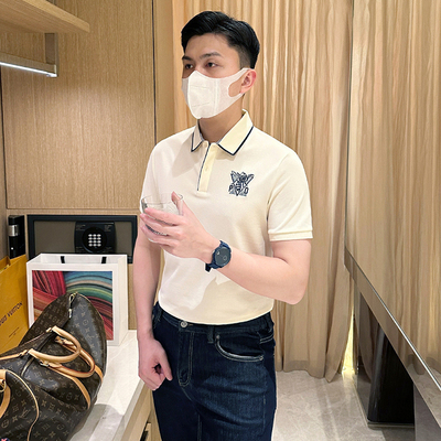 夏季高级商务蜜蜂刺绣短袖polo衫