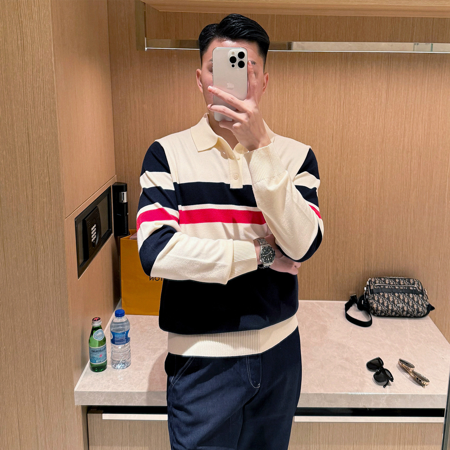 法式奢华男装翻领长袖针织衫男款时尚新款高级拼色修身男士polo衫,男装,Polo衫,淘宝优惠券,粉丝福利购,淘宝优惠卷