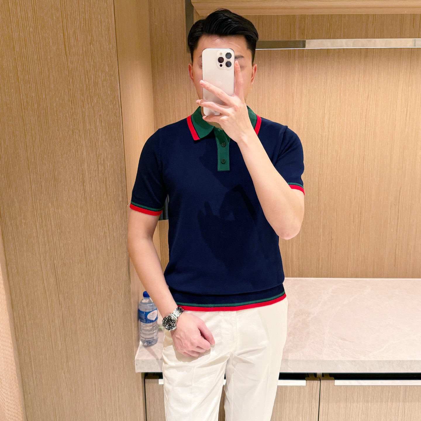 夏季短袖商务宴会撞色polo衫轻奢图片
