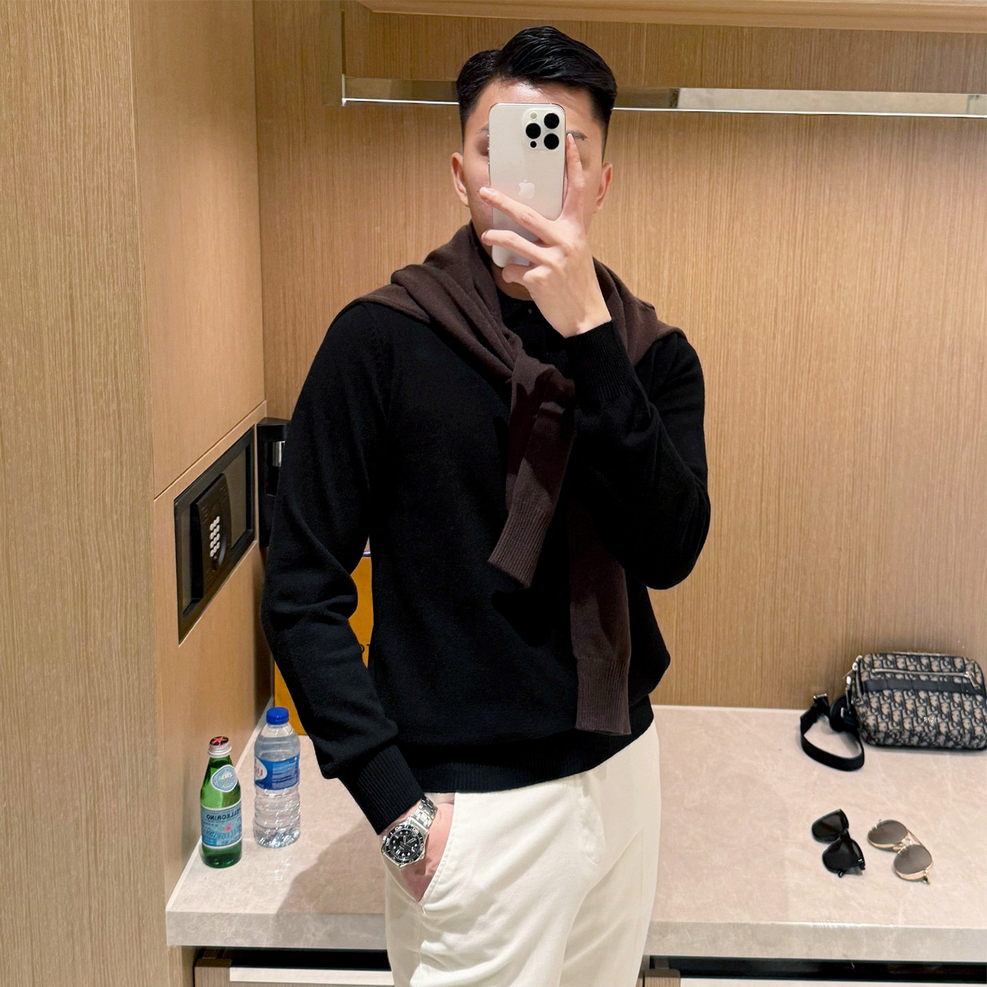 老钱风男装时尚新款秋冬翻领上衣高级简约商务休闲修身男士polo衫