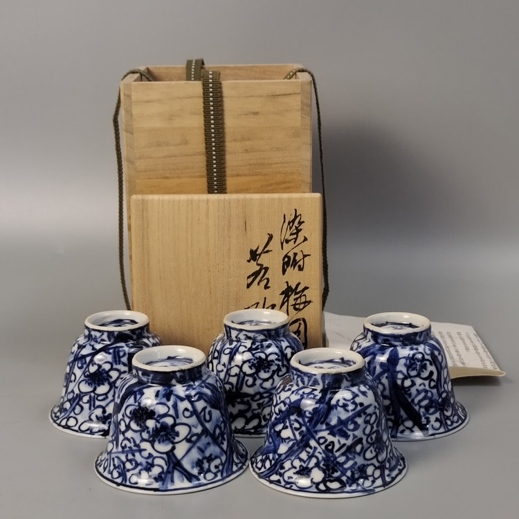 五代清風与平清风与平作日本清水烧染付茶碗套装回流茶具茶道