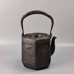 明治时期京都龙文堂造釜师大国寿朗造日本铁壶日本回流茶具