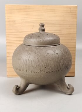 日本万古烧香炉薰香炉日本回流茶具
