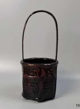 日本竹编炭斗回流日本茶道茶具工艺品
