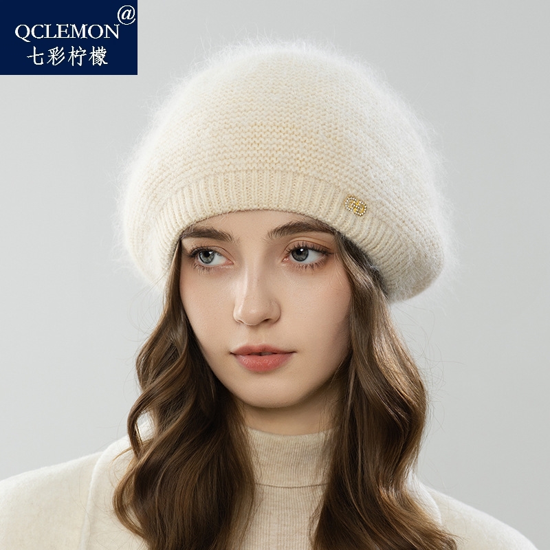 秋冬季韩版时尚贝雷帽针织帽日系文艺画家帽大头围女生帽子