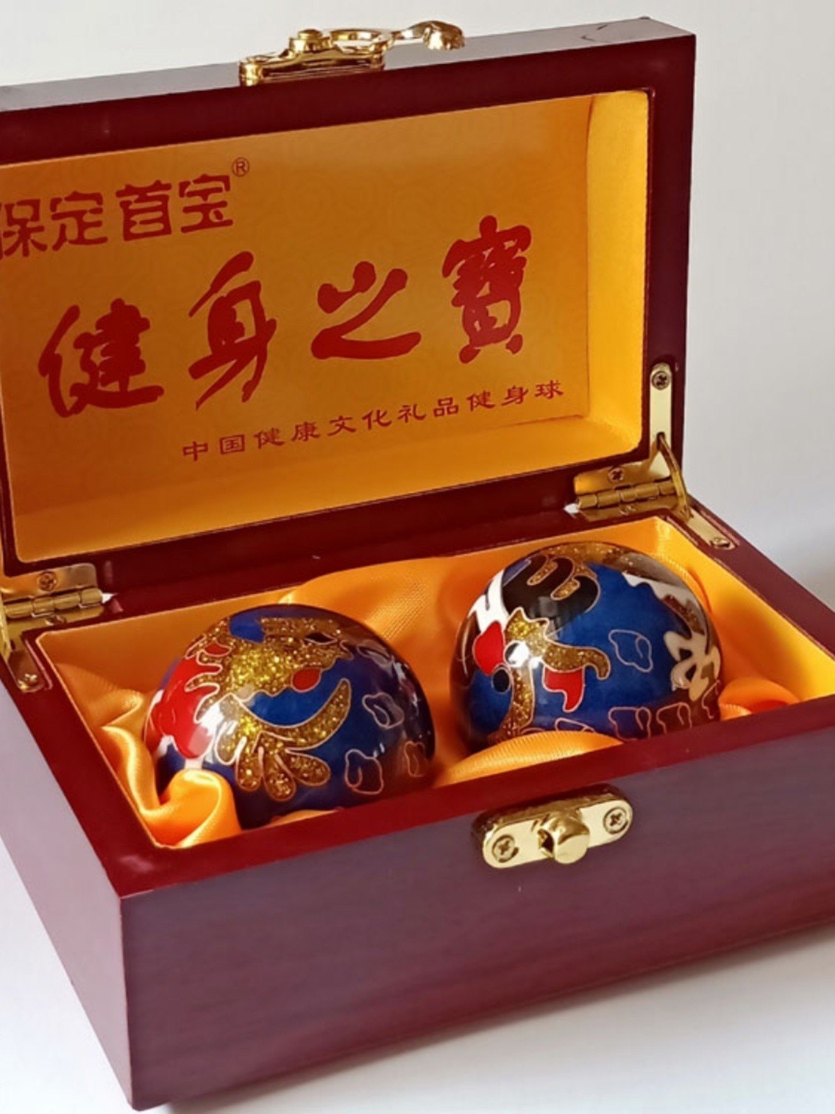 景泰蓝45-55mm蓝龙凤保定铁球健身球中老年保健手球煅炼手指握转