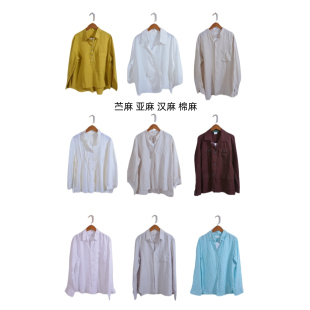 上衣女装 E1226 衬衫 古着vintage复古汉麻苎麻亚麻长袖