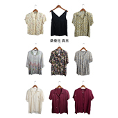 真丝桑蚕丝短袖 瑕疵vintage古着女装 夏季 上衣套头G22