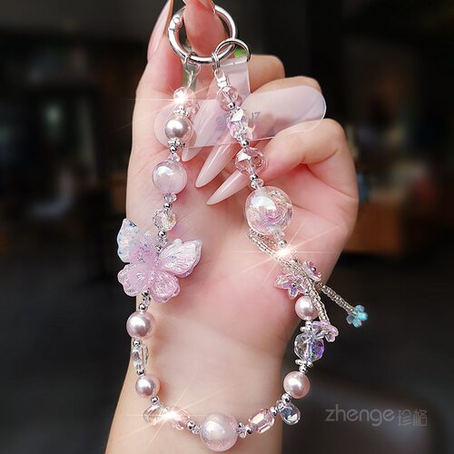 超仙蝴蝶水晶手机链挂件女绝美