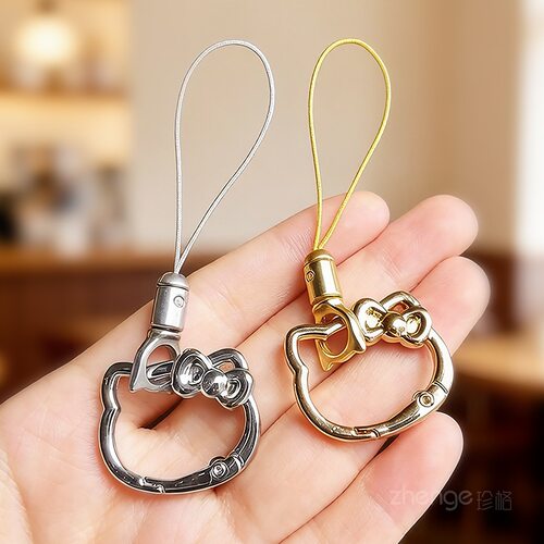可爱猫指环圆扣小吊绳手机壳挂件