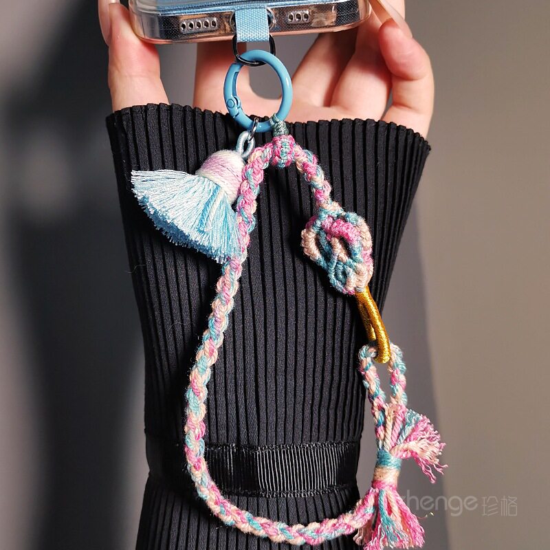 手机挂绳女手腕短款同心结流苏手工编织手绳结实耐用户外爬山旅游出行防丢手提链腕带绳子民族风百搭高端新品