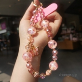 新 少女粉挂链手机挂绳手提手腕挂饰女神礼物手机壳通用夹片式 蝴蝶水晶串珠手链女款 ins精品手作手工串珠时尚
