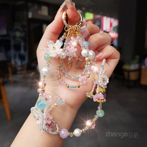高级感奢华手机链包包钥匙挂件女