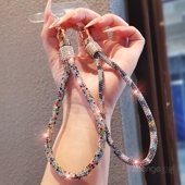 手机挂绳女手腕短款 旋转头闪钻手链小众精致高级感吊坠挂件饰品结实耐用户外旅游行便携防丢摔相机套壳挂链新